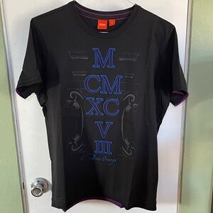 Hugo Boss Black Tee with Blue Roman Numerals